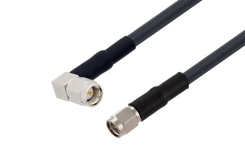 SMA Male Right Angle to SMA Male Low Loss Cable Using LMR-195 Coax with HeatShrink