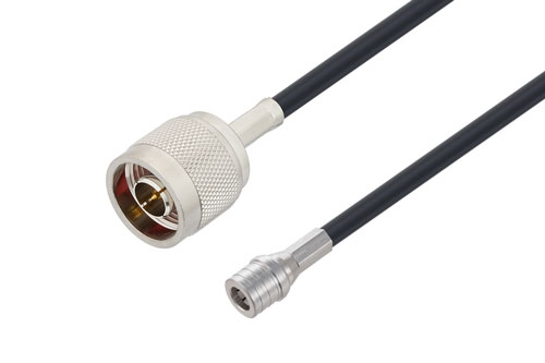 N Male to QMA Male Low Loss Cable Using LMR-195 Coax , LF Solder