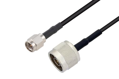 SMA Male to N Male Low Loss Cable Using LMR-100 Coax with HeatShrink