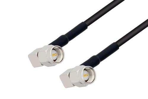 SMA Male Right Angle to SMA Male Right Angle Low Loss Cable Using LMR-100 Coax with HeatShrink