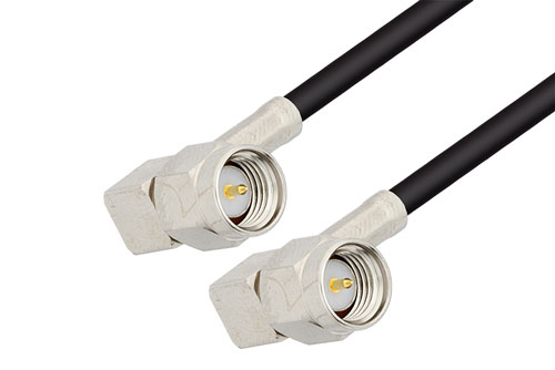 SMA Male Right Angle to SMA Male Right Angle Low Loss Cable Using LMR-100 Coax with 270 Deg. Clock