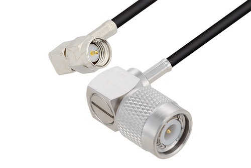 SMA Male Right Angle to TNC Male Right Angle Low Loss Cable Using LMR-100 Coax with 270 Deg. Clock