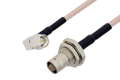 SMA Male Right Angle to BNC Female Bulkhead Cable Using RG316-DS Coax
