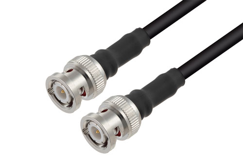 BNC Male to BNC Male Low Loss Cable Using PE-C200 Coax with HeatShrink, LF Solder