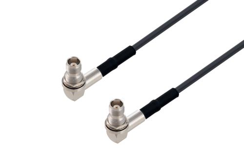TNC Female RA Bulkhead to TNC Female RA Bulkhead Cable Using LMR-200 Coax with HeatShrink, LF Solder