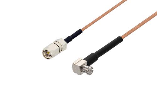 SMA Male to MCX Plug Right Angle Cable Using RG178 Coax with HeatShrink