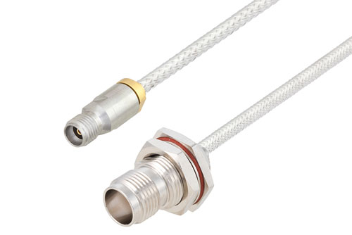 3.5mm Female to TNC Female Bulkhead Cable Using PE-SR402FL Coax