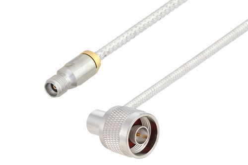 3.5mm Female to N Male Right Angle Cable Using PE-SR402FL Coax