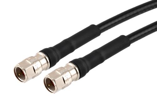 75 Ohm F Male to 75 Ohm F Male Low Loss Cable Using 75 Ohm LMR-240-75-DB Coax with Times Microwave Components