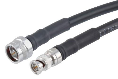 75 Ohm BNC Male to 75 Ohm N Male Low Loss Cable Using 75 Ohm LMR-400-75-DB Coax with Times Microwave Components