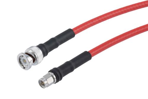 Plenum BNC Male to SMA Male Low Loss Cable Using LMR-240-LLPX Coax with Times Microwave Components