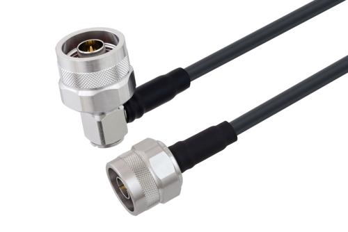 N Male to N Male Right Angle Low Loss Cable Using TCOM-195 Coax With Times Microwave Components