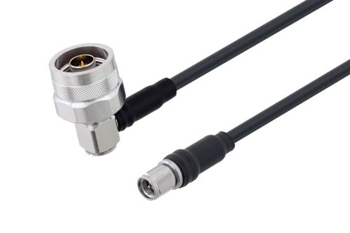 N Male Right Angle to SMA Male Low Loss Cable Using TCOM-195 Coax With Times Microwave Components