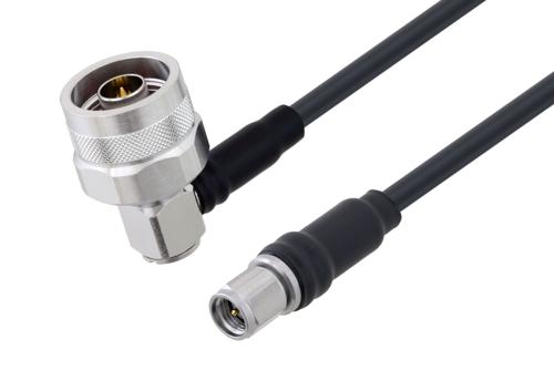 Fire Rated N Male Right Angle to SMA Male Low Loss Cable Using TCOM-195-FR Coax With Times Microwave Components