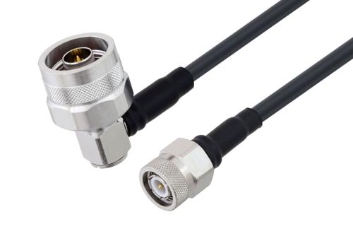 Fire Rated N Male Right Angle to TNC Male Low Loss Cable Using TCOM-195-FR Coax With Times Microwave Components