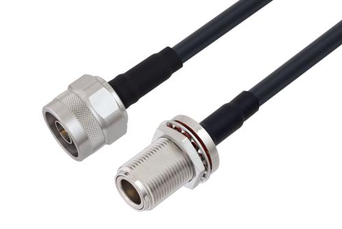 Fire Rated N Male to N Female Bulkhead Low Loss Cable Using TCOM-240-FR Coax With Times Microwave Components
