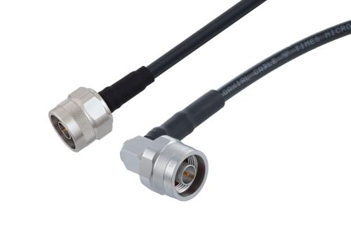 Fire Rated N Male to N Male Right Angle Low Loss Cable Using TCOM-240-FR Coax With Times Microwave Components