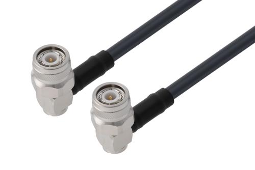 Fire Rated TNC Male Right Angle to TNC Male Right Angle Low Loss Cable Using TCOM-240-FR Coax With Times Microwave Components