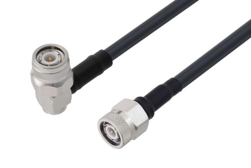 Fire Rated TNC Male to TNC Male Right Angle Low Loss Cable Using TCOM-240-FR Coax With Times Microwave Components
