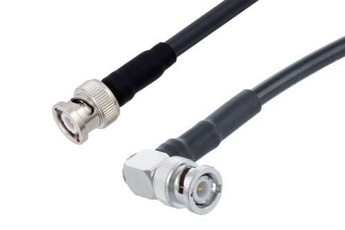 Fire Rated BNC Male to BNC Male Right Angle Low Loss Cable Using TCOM-240-FR Coax With Times Microwave Components
