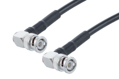 Fire Rated BNC Male Right Angle to BNC Male Right Angle Low Loss Cable Using TCOM-240-FR Coax With Times Microwave Components