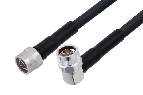Fire Rated N Male to N Male Right Angle Low Loss Cable Using TCOM-400-FR Coax With Times Microwave Components