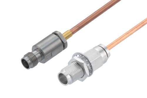 1.85mm Female to 1.85mm Female Bulkhead Cable Using RG405 Semi-Rigid Coax