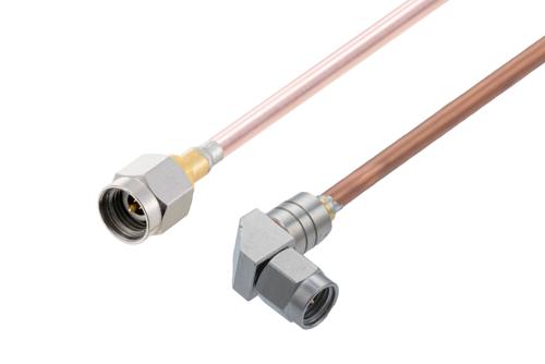 2.92mm Male to 2.92mm Male Right Angle Cable Using PE-118SR Semi-Rigid Coax