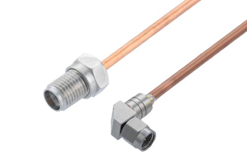 2.92mm Female to 2.92mm Male Right Angle Cable Using PE-118SR Semi-Rigid Coax