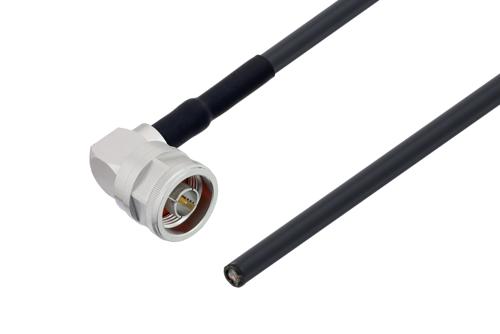 Fire Rated N Male Right Angle to Straight Cut Lead Low Loss Cable Using LMR-240-FR Coax with HeatShrink, LF Solder