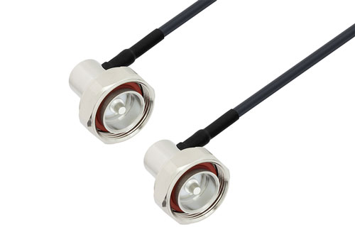 7/16 DIN Male Right Angle to 7/16 DIN Male Right Angle Low Loss Cable Using LMR-240 Coax with HeatShrink