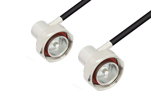 7/16 DIN Male RA to 7/16 DIN Male RA Low Loss Cable Using LMR-240 Coax with HeatShrink and 180 Deg. Clock, LF Solder