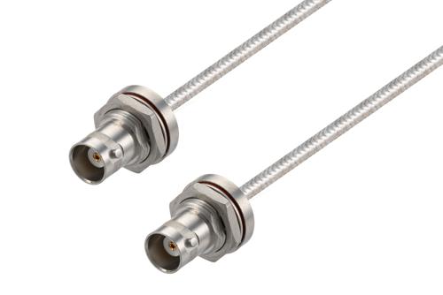 BNC Female Bulkhead to BNC Female Bulkhead Non-Magnetic Cable Using PE-141FL-NM Coax
