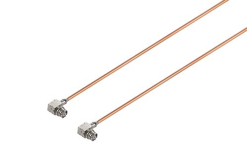SMP Female Right Angle to SMP Female Right Angle Non-Magnetic Cable Using PE-SR047-NM Coax