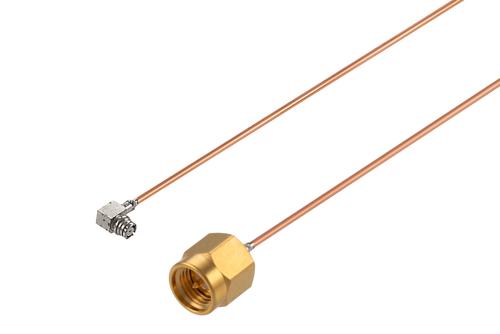 SMA Male to SMP Female Right Angle Non-Magnetic Cable Using PE-SR047-NM Coax