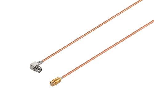 SMP Female Right Angle to SMP Female Non-Magnetic Cable Using PE-SR047-NM Coax