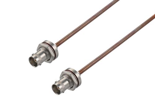 BNC Female Bulkhead to BNC Female Bulkhead Non-Magnetic Cable Using PE-SR141-NM Coax