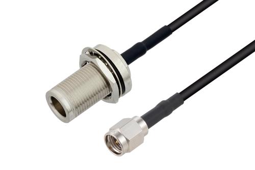 N Female Bulkhead to SMA Male Low Loss Cable Using LMR-100 Coax with HeatShrink