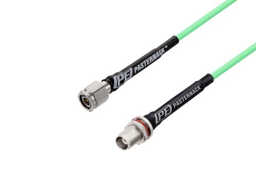 TNC Male to TNC Female Bulkhead Low Loss Cable Using PE-P142LL Coax with Lock Wire Holes