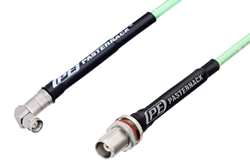 SMA Male Right Angle to TNC Female Bulkhead Low Loss Cable 24 Inch Length Using PE-P142LL Coax, RoHS
