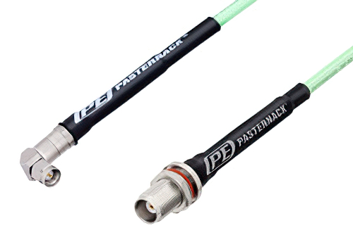 SMA Male Right Angle to TNC Female Bulkhead Low Loss Cable Using PE-P142LL Coax, RoHS