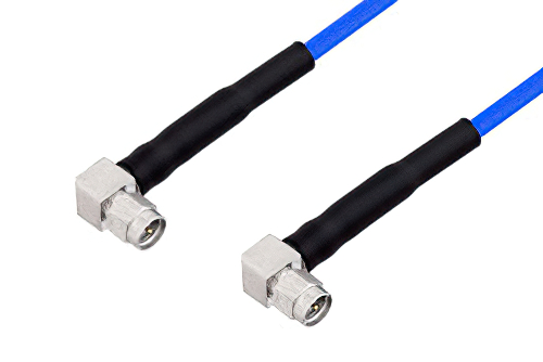 SMA Male Right Angle to SMA Male Right Angle Cable 100 cm Length Using PE-P141 Coax