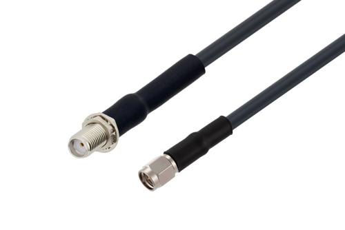 SMA Female Bulkhead to SMA Male Low Loss Cable Using LMR-195 Coax with HeatShrink