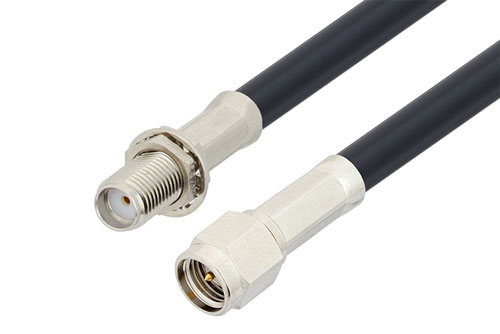 SMA Male to SMA Female Bulkhead Low Loss Cable Using LMR-195 Coax , LF Solder