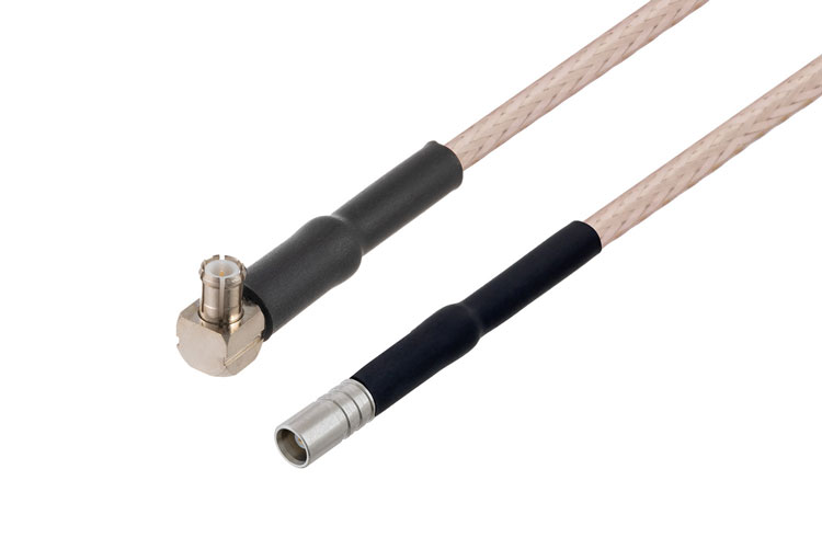 MCX Plug Right Angle to MCX Jack Cable 48 Inch Length Using RG316-DS Coax with HeatShrink