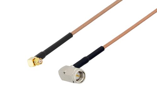 SMP Female Right Angle to SMA Male Right Angle Cable Using RG178 Coax with HeatShrink