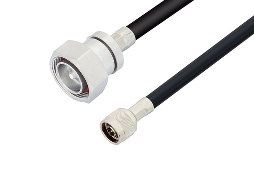 N Male to 7/16 DIN Male Low Loss Cable Using LMR-400 Coax, LF Solder