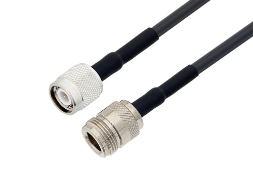 TNC Male to N Female Low Loss Cable Using LMR-195 Coax with HeatShrink, LF Solder