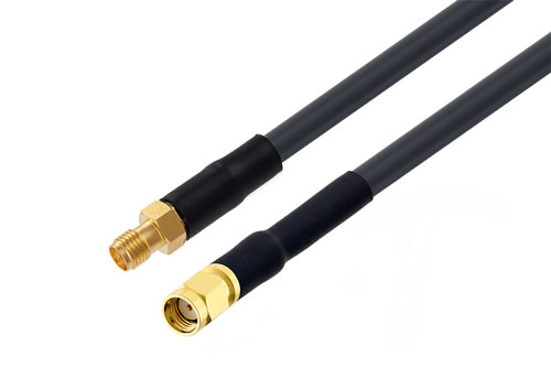 Reverse Polarity SMA Jack to Reverse Polarity SMA Plug Cable 24 Inch Length Using RG8X Coax with HeatShrink
