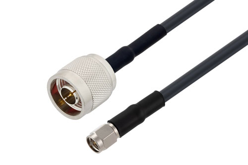 N Male to SMA Male Low Loss Cable Using LMR-195 Coax with HeatShrink
